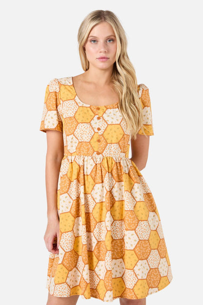 Princess Highway - Patchwork Mini Dress - gold