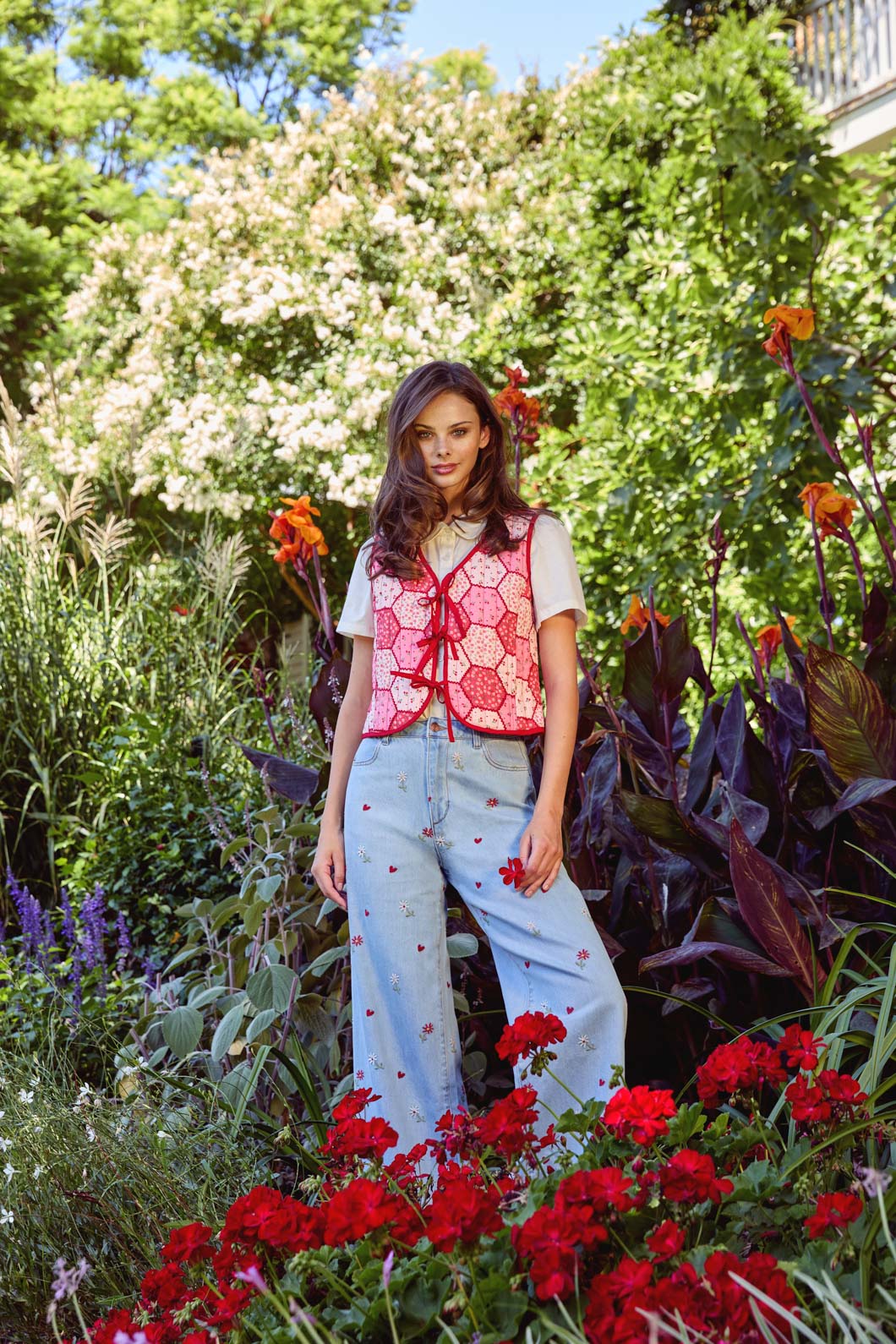 Princess Highway - Patchwork Quilted Vest - rose