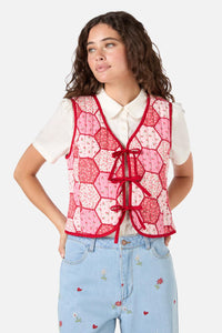 Princess Highway - Patchwork Quilted Vest - rose