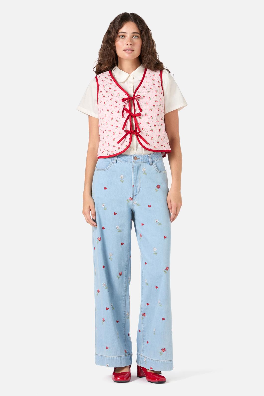 Princess Highway - Patchwork Quilted Vest - rose