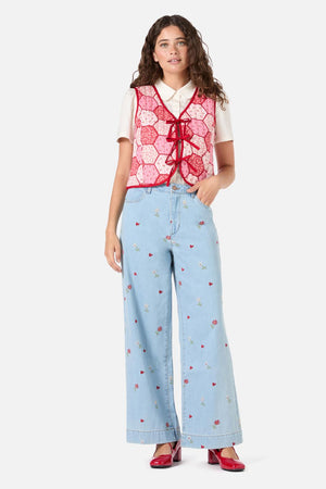 Princess Highway - Patchwork Quilted Vest - rose