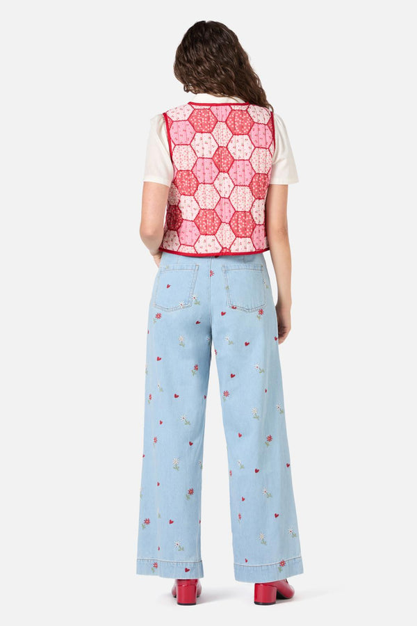 Princess Highway - Patchwork Quilted Vest - rose