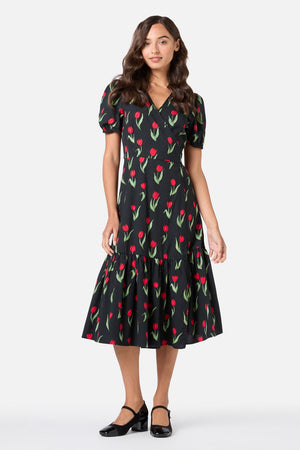 Princess Highway - Tulip Midi Wrap Dress - black