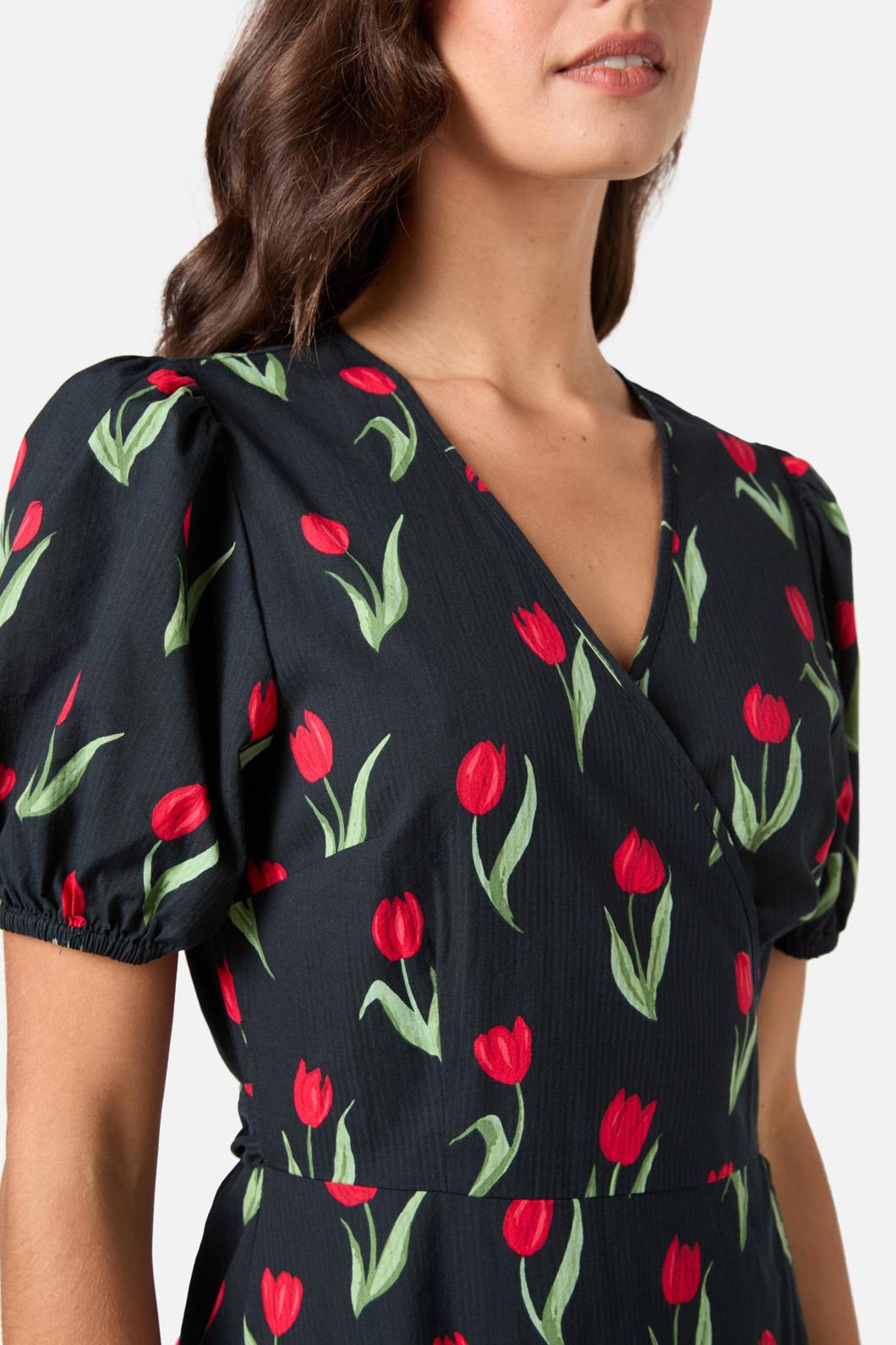 Princess Highway - Tulip Midi Wrap Dress - black