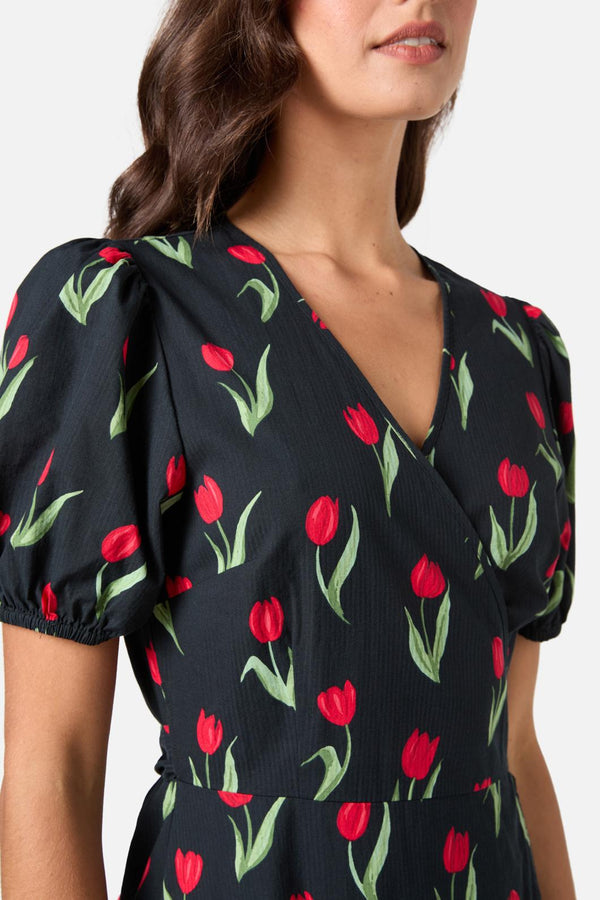 Princess Highway - Tulip Midi Wrap Dress - black