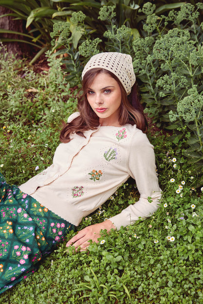 Princess Highway - Lattice Flower Emb Cardi - cream