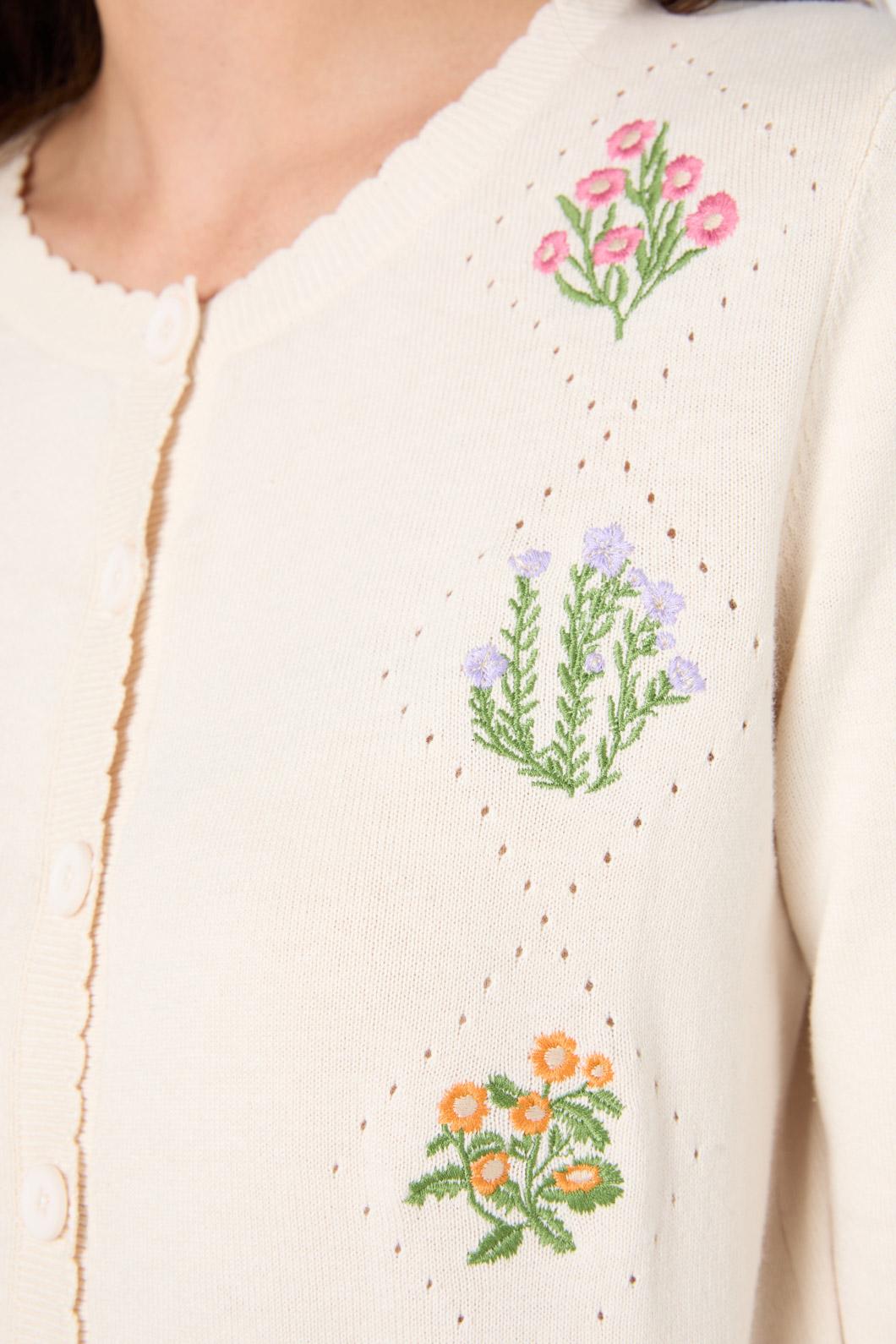 Princess Highway - Lattice Flower Emb Cardi - cream