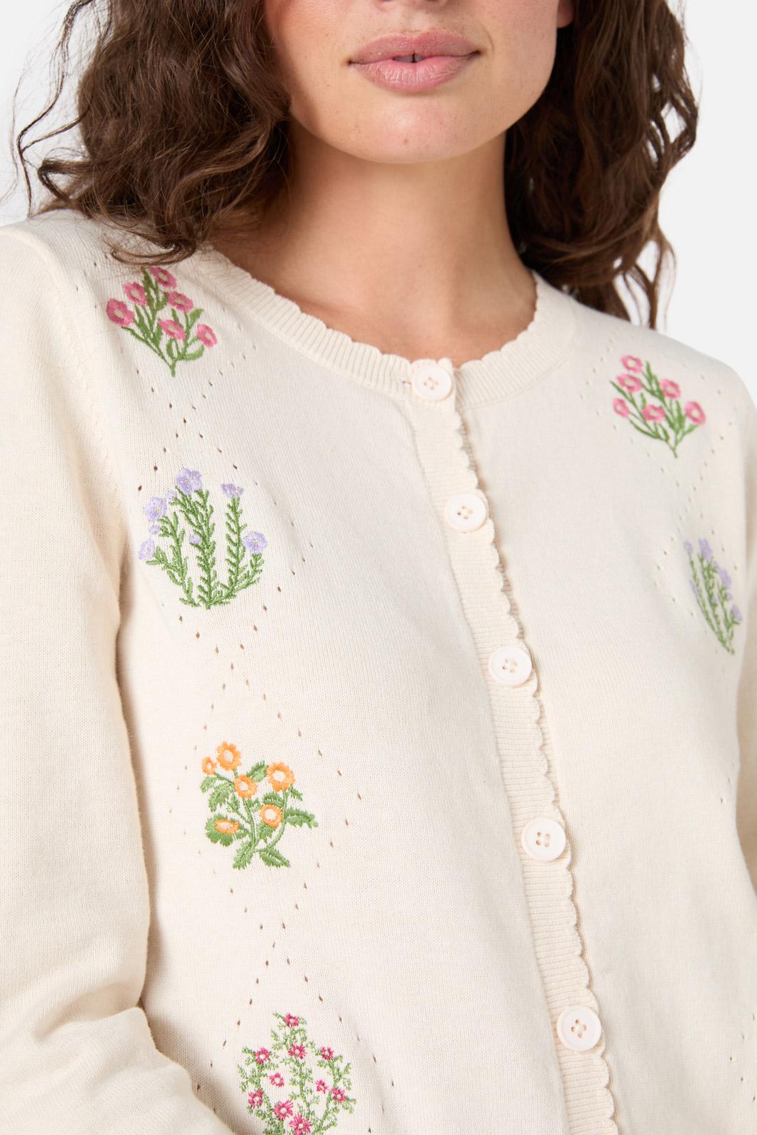 Princess Highway - Lattice Flower Emb Cardi - cream