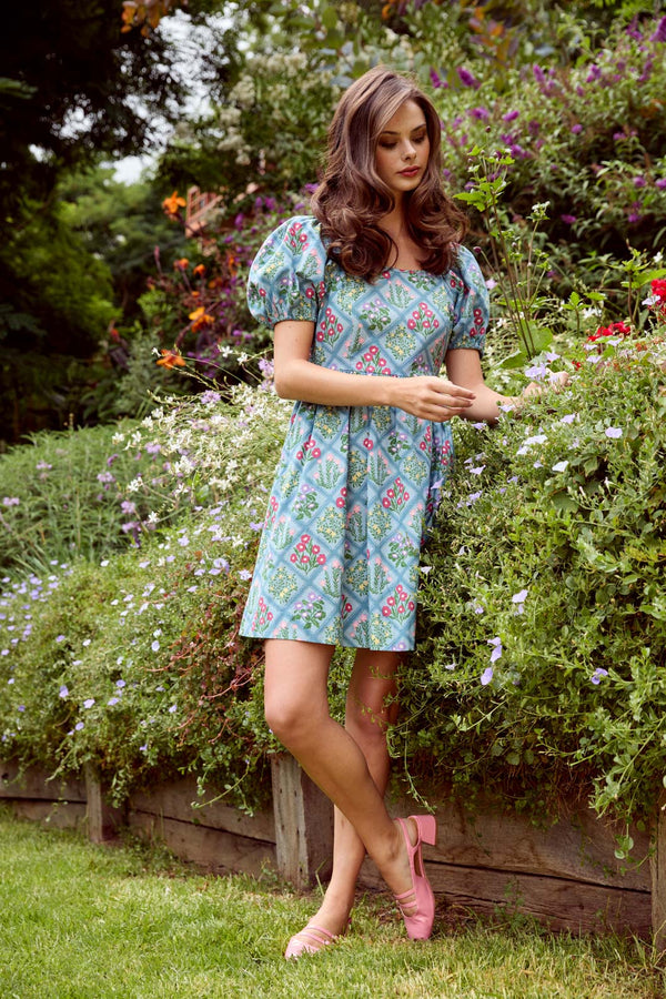 Princess Highway - Lattice Floral Mini Dress - blue