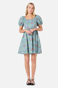 Princess Highway - Lattice Floral Mini Dress - blue