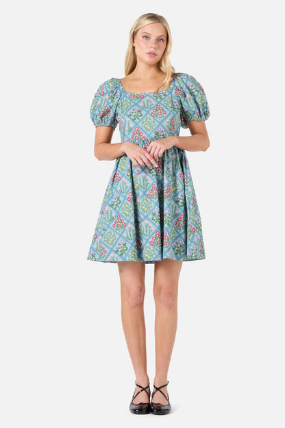 Princess Highway - Lattice Posie Mini Dress - blue