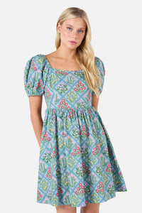 Princess Highway - Lattice Floral Mini Dress - blue