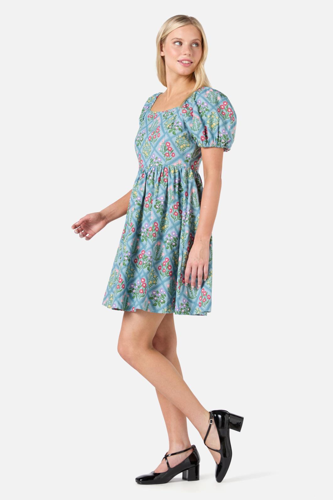 Princess Highway - Lattice Floral Mini Dress - blue