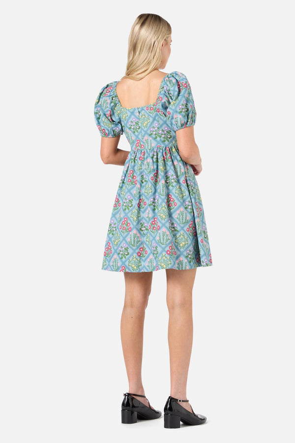 Princess Highway - Lattice Floral Mini Dress - blue