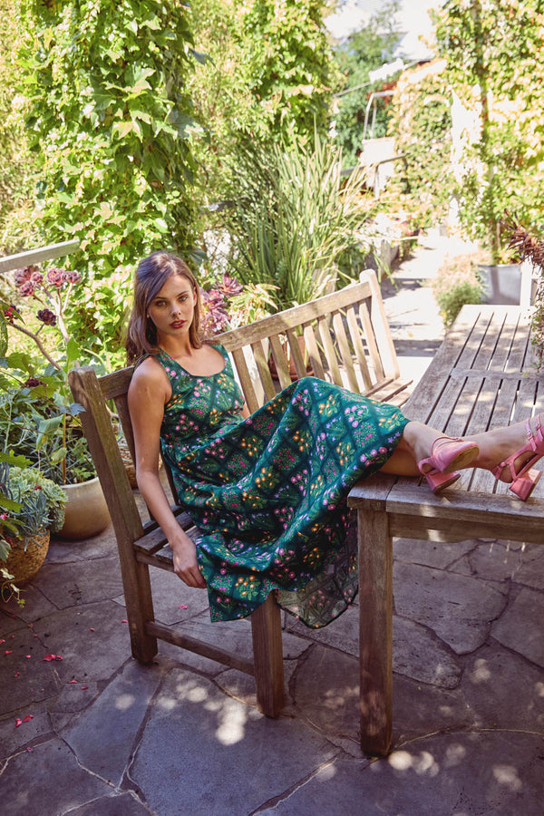 Princess Highway - Lattice Floral Midi Dress - green