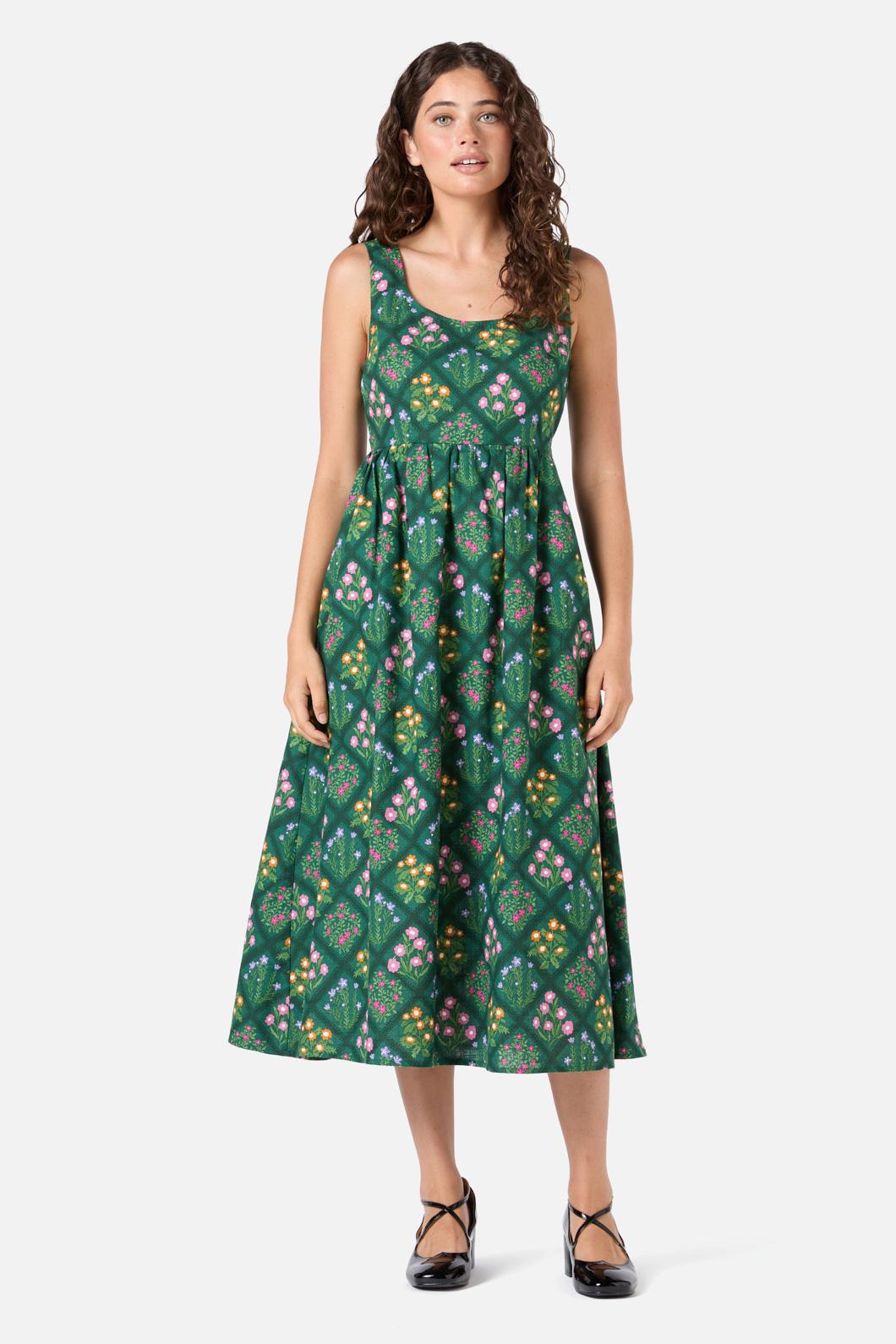 Princess Highway - Lattice Floral Midi Dress - green