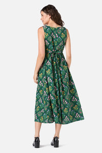 Princess Highway - Lattice Floral Midi Dress - green