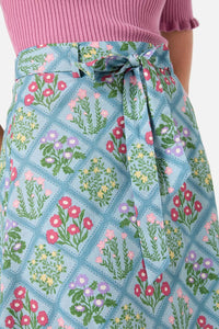 Princess Highway - Lattice Floral Midi Skirt - blue