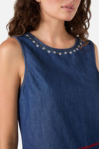 Princess Highway - Meadow Embroidered Top - blue-denim