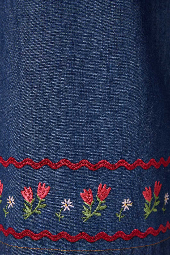 Princess Highway - Meadows Denim Emb Skort - blue-denim