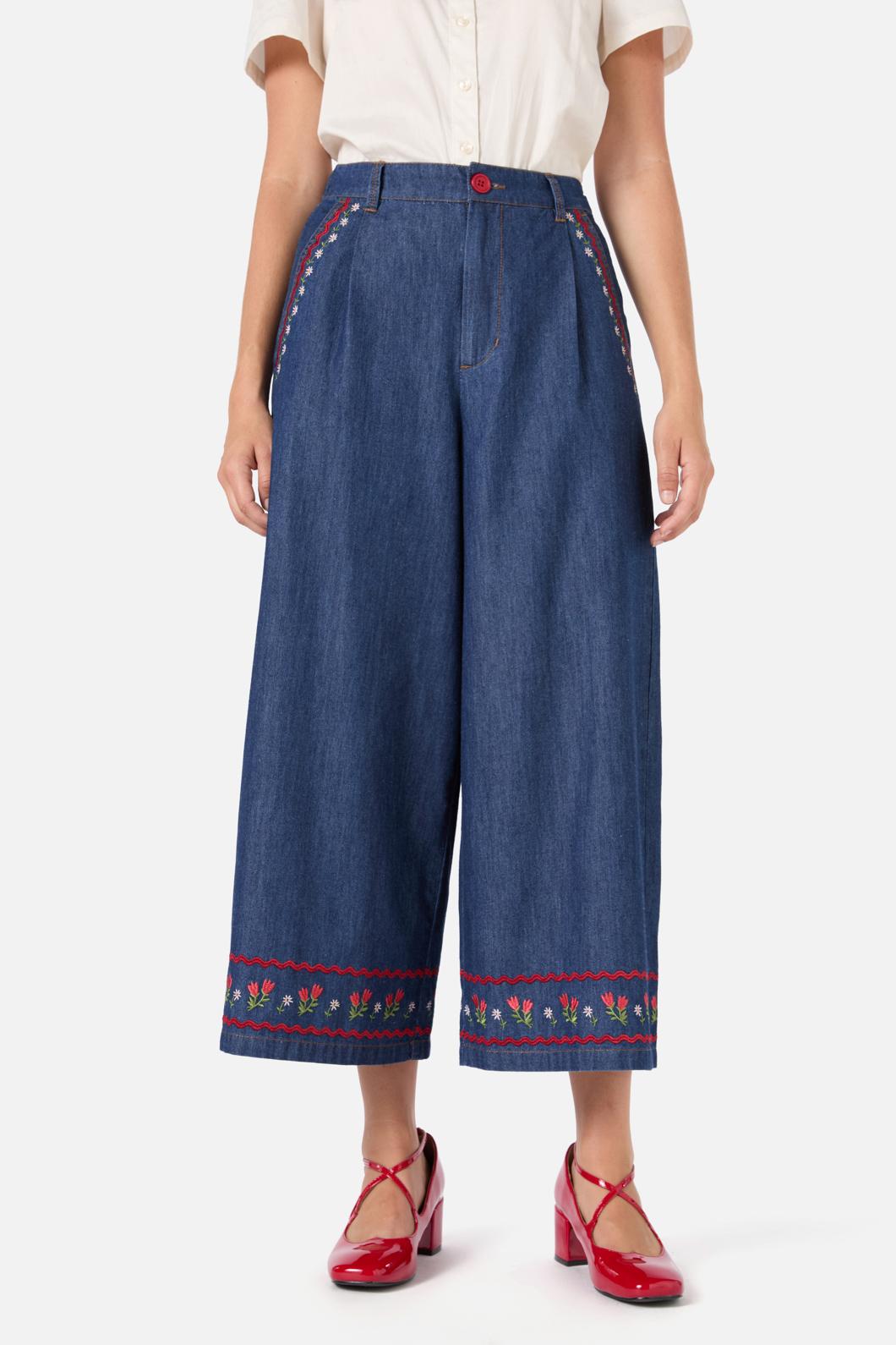Princess Highway - Meadows Denim Emb Skort - blue-denim