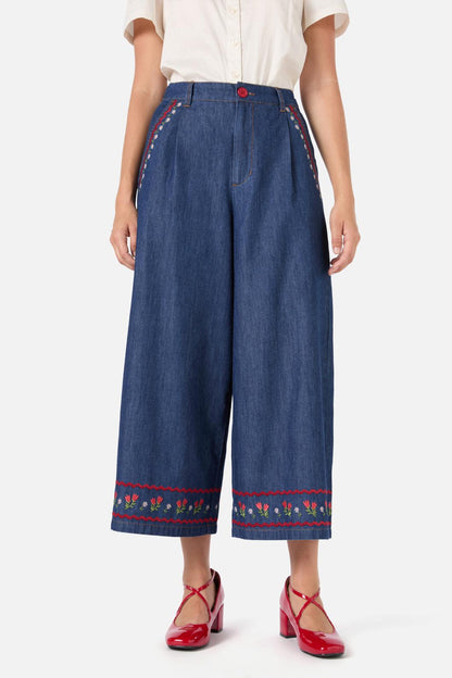 Princess Highway - Meadows Denim Emb Skort - blue-denim