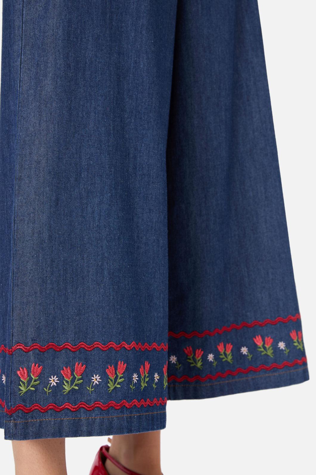 Princess Highway - Meadows Denim Emb Skort - blue-denim