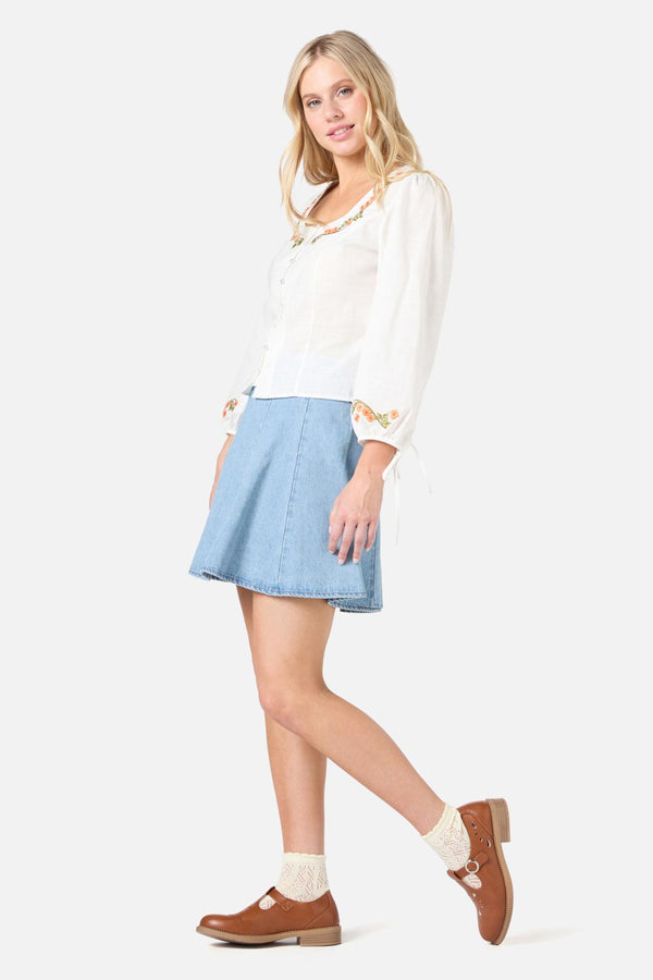 Princess Highway - Flower Child Embroidered Top - cream