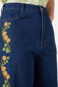 Princess Highway - Flower Child Emb Jean - blue-denim