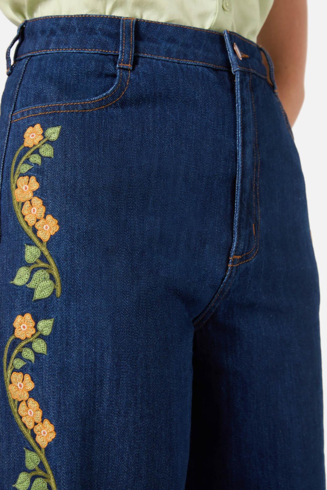 Princess Highway - Flower Child Emb Jean - blue-denim