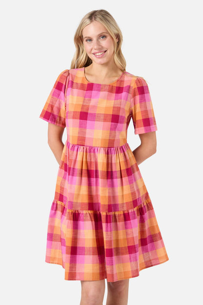 Princess Highway - Maxine Check Smock Dress - rose