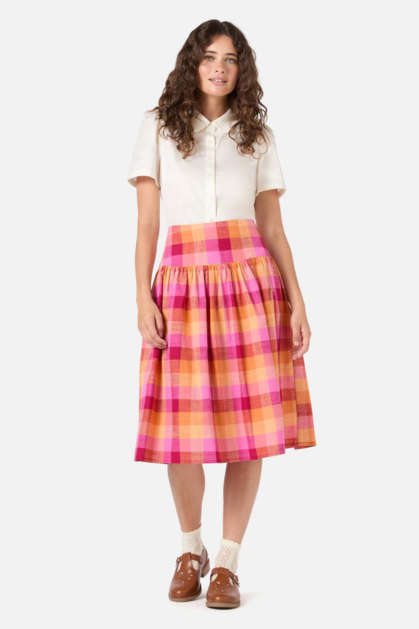 Princess Highway - Maxine Check Midi Skirt - rose