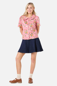 Princess Highway - Chickens Short Sleeve Blouse - pink