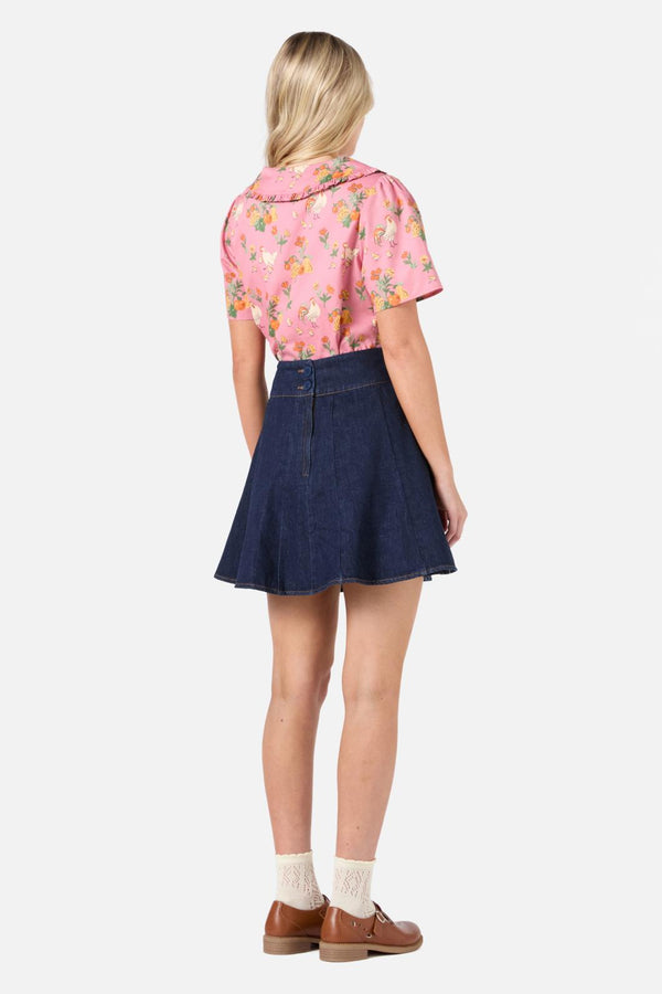 Princess Highway - Chickens Short Sleeve Blouse - pink
