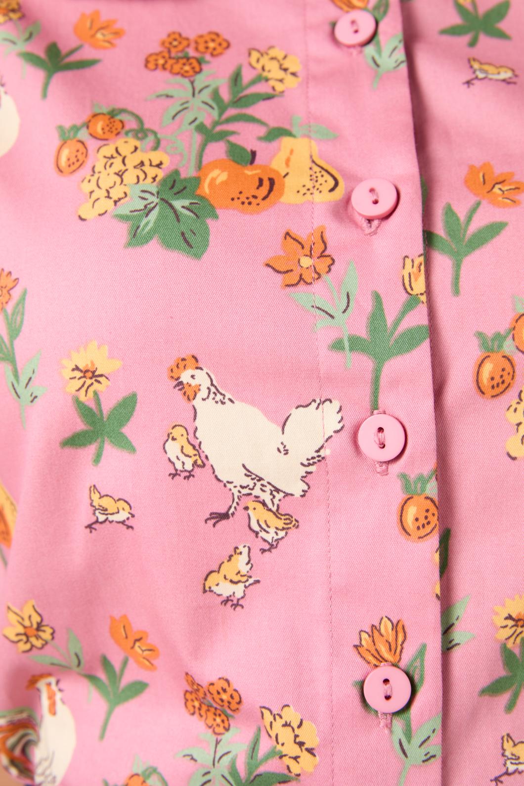 Princess Highway - Chickens Short Sleeve Blouse - pink