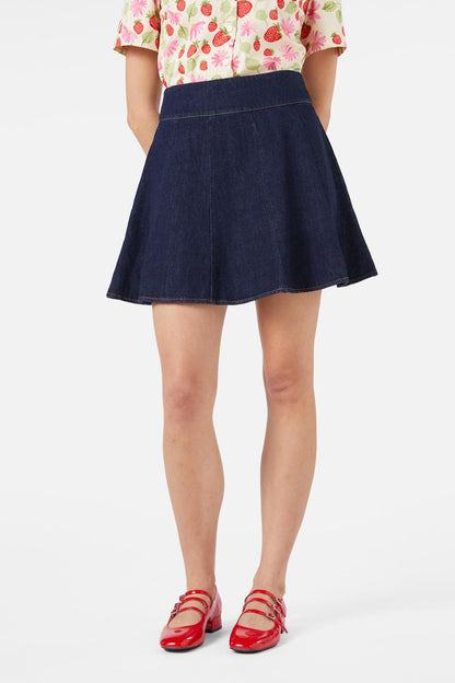 Princess Highway - Clara Denim Mini Skort - dark-blue-denim