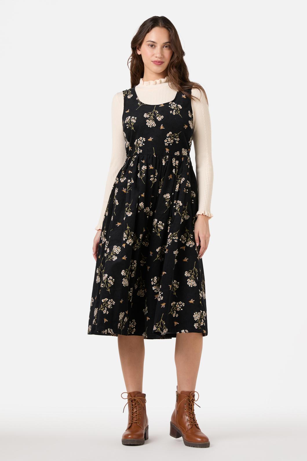 Princess Highway - Flora Bee Cord Midi Dress - black
