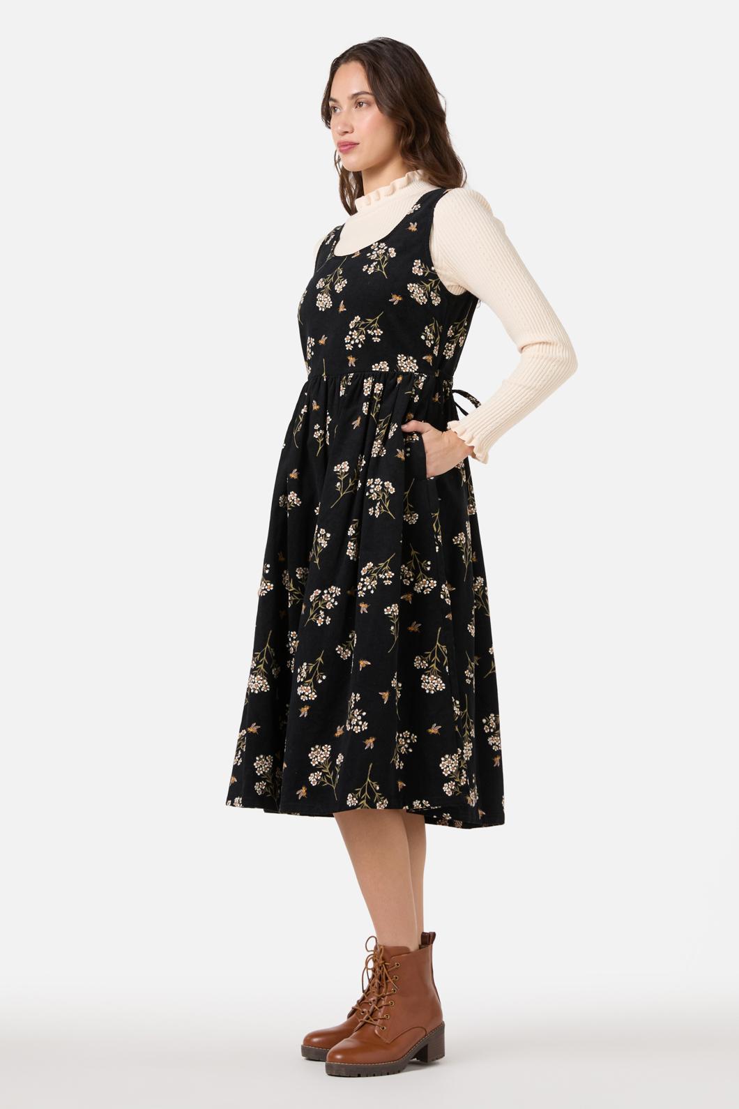 Princess Highway - Flora Bee Cord Midi Dress - black