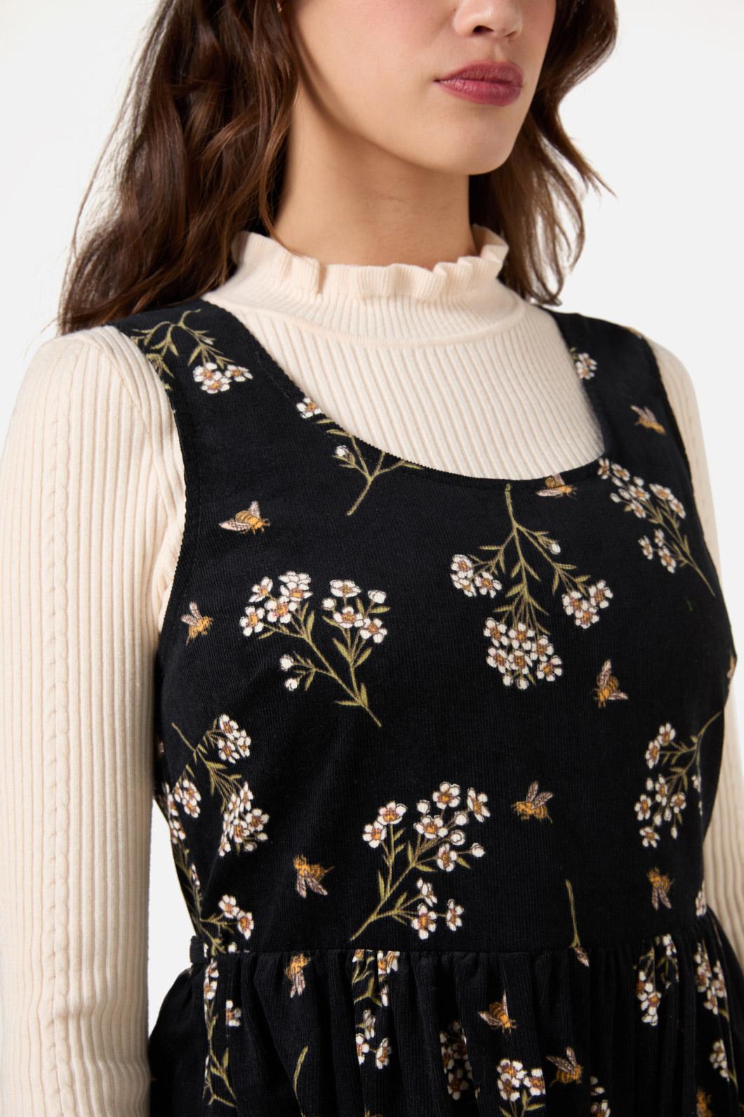Princess Highway - Flora Bee Cord Midi Dress - black