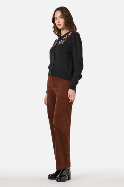 Princess Highway - Flora Bee Embroidered Cardigan - black