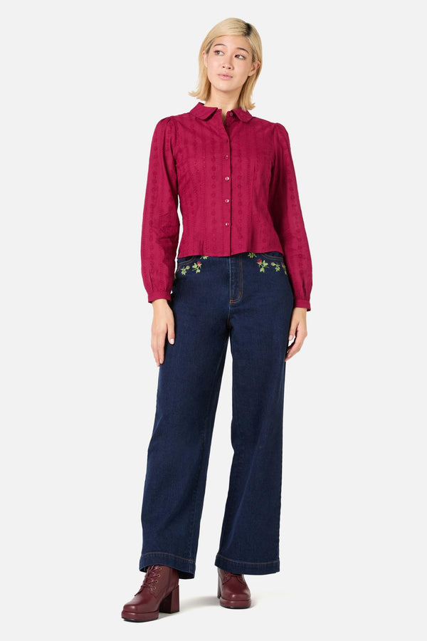 Princess Highway - Evelyn Cute Cotton Blouse - wine
