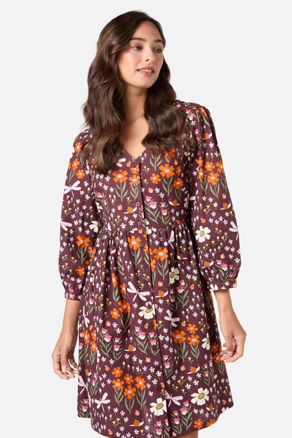 Princess Highway - Garden Life Button Front Dress - chocolate