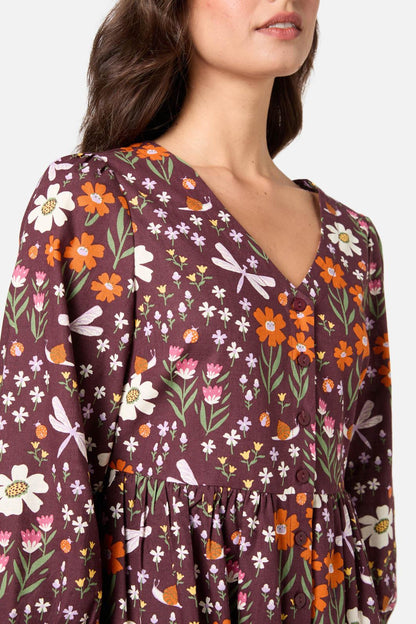 Princess Highway - Garden Life Button Front Dress - chocolate