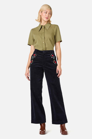 Princess Highway - Garden Embroiderd Cord Jean - navy