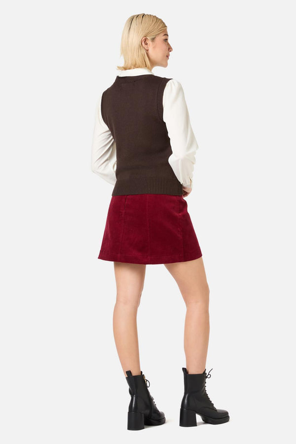 Princess Highway - Garden Embroidered Knit Vest - chocolate