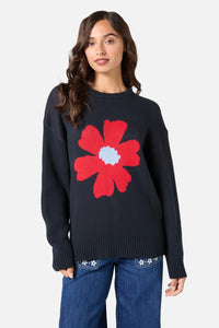 Princess Highway - Big Flower Knit Jumper - navy