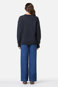 Princess Highway - Big Flower Knit Jumper - navy