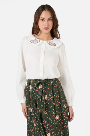 Princess Highway - Rabbit Embroidered Blouse - cream