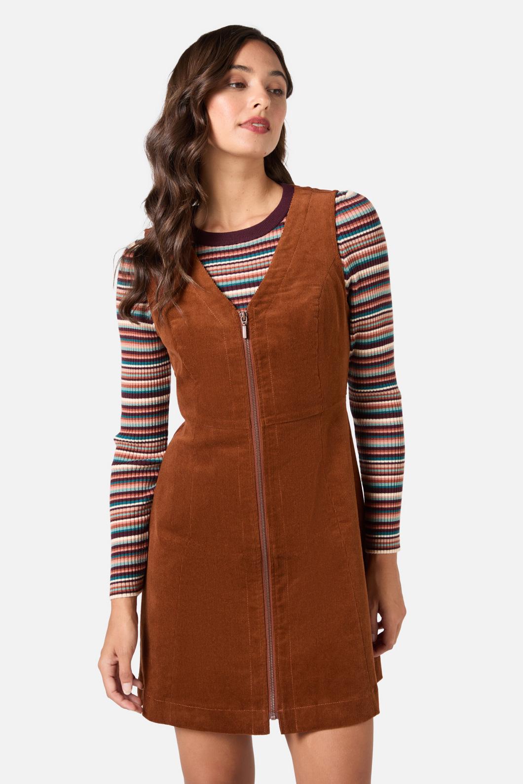 Princess Highway - Honey Cord Pinafore - toffee