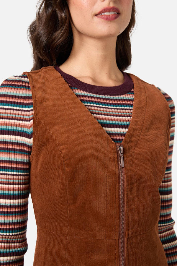 Princess Highway - Honey Cord Pinafore - toffee